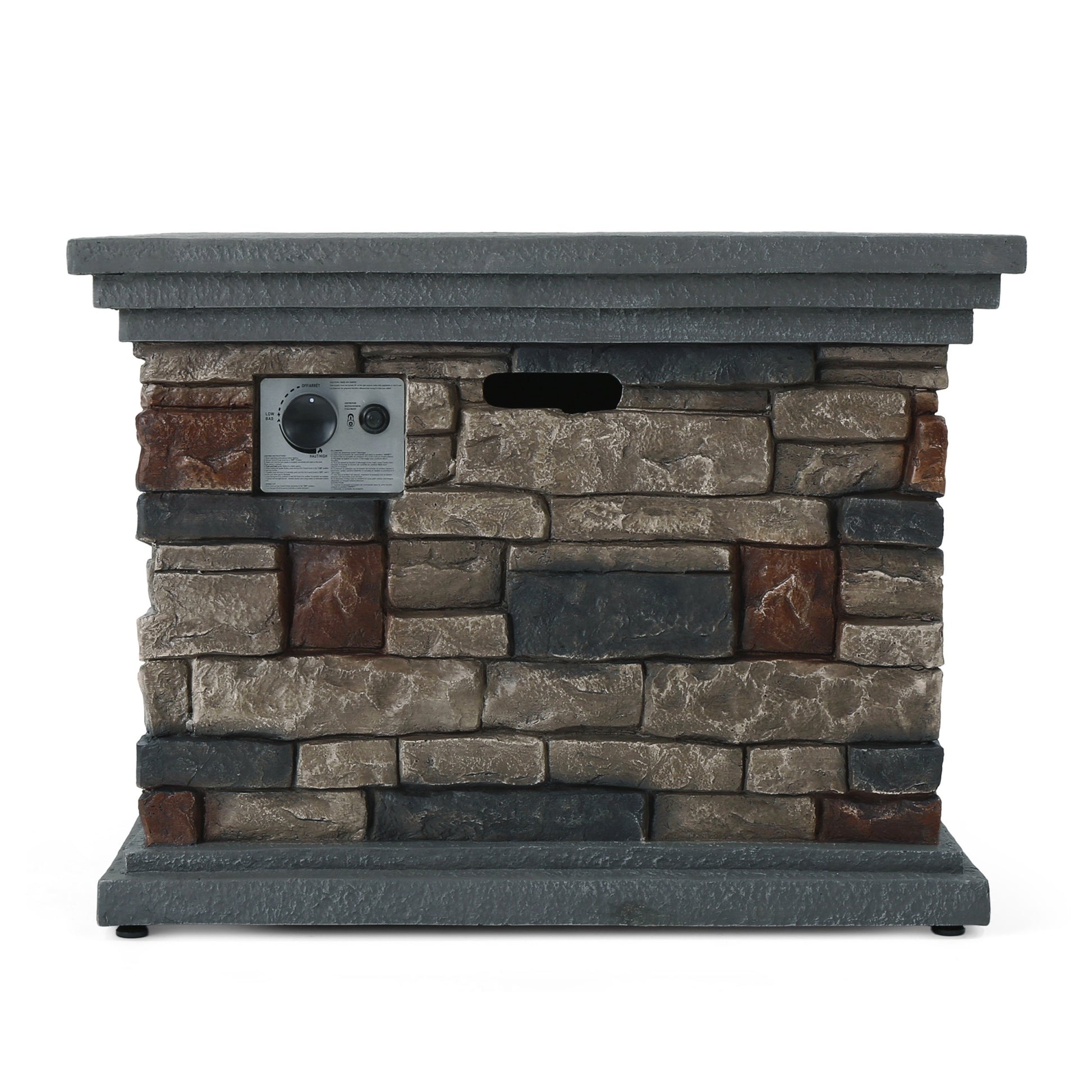 32" Stone Square Mgo Fire Pit 40000 Btu Stone Gray Magnesium Oxide