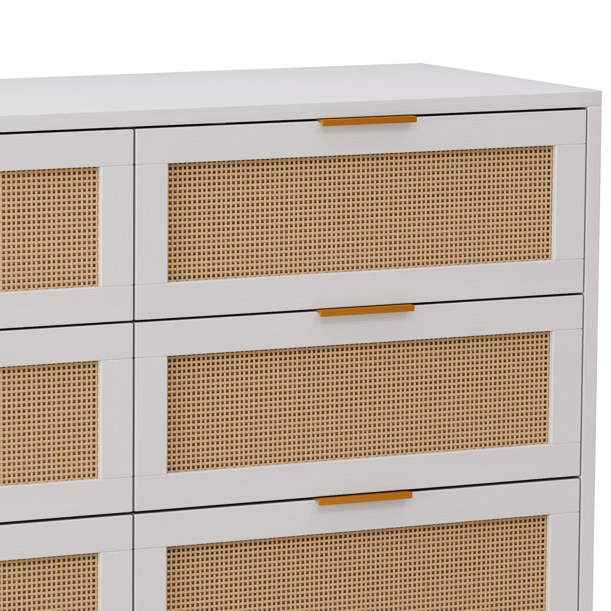 51.18"6 Drawers Rattan Storage Cabinet Rattan Drawer,For Bedroom,Living Room,White Same Sku:W757P174986 White Mdf