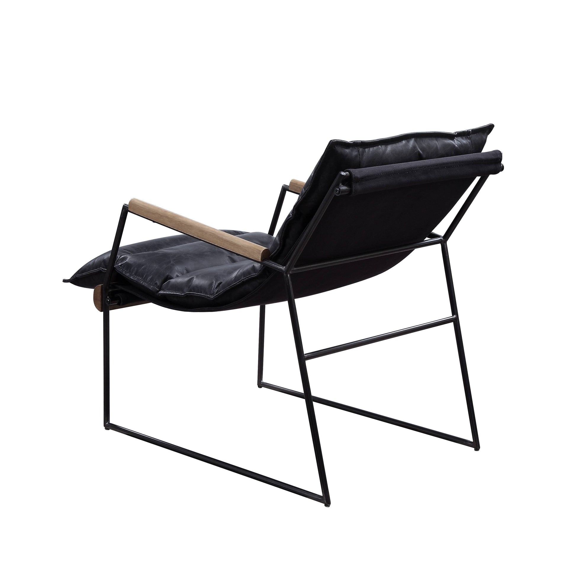 Distress Espresso And Matt Iron Accent Chair With Sled Base Espresso Primary Living Space Genuine Leather