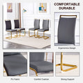 Table And Chair Set,Modern Rectangular Table With 0.4 Inch Black Patterned Tabletop And Gold Legs, Suitable For Kitchen, Dining Room, And Living Roomcomfortable Pu Seats,Perfect For Dinner, Meet Grey Black Seats 4 Sintered Stone