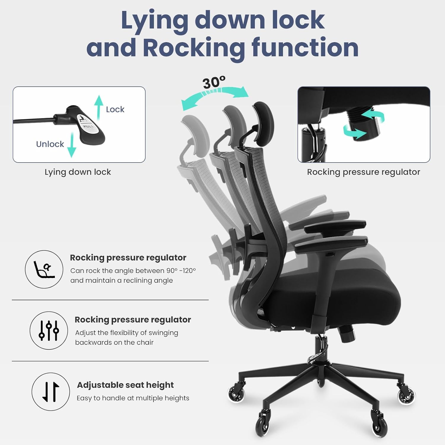 Big And Tall Office Chair 500Lbs Ergonomic Office Chair For Heavy People With 3D Armrest, Quiet Rubber Wheels, Adjustable Lumbar Support And Headrest Heavy Duty Metal Base Mesh Chair Nylon Black