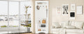 Minimalist Corner Hall Tree With Shoe Bench, Versatile Entryway Coat Rack With 4 Hooks, Corner Cabinet With Adjustable Shelf For Hallway, Living Room, White, 29.5''W*71.6''H White Particle Board