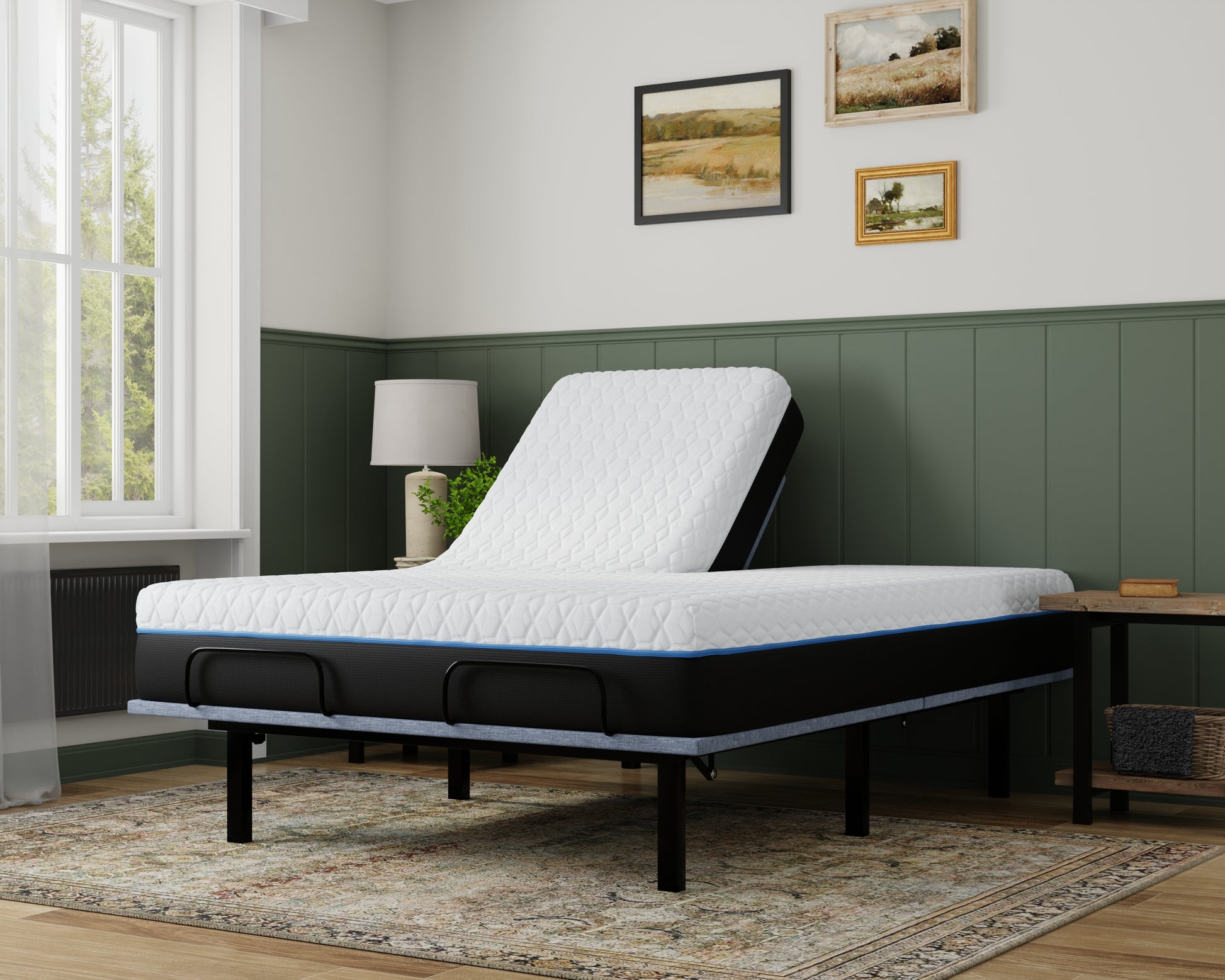 Copper Lux 14" Split Top Queen Plush Memory Foam Mattress With Phase Change Cooling Fabric White Gray Foam Split Top Queen