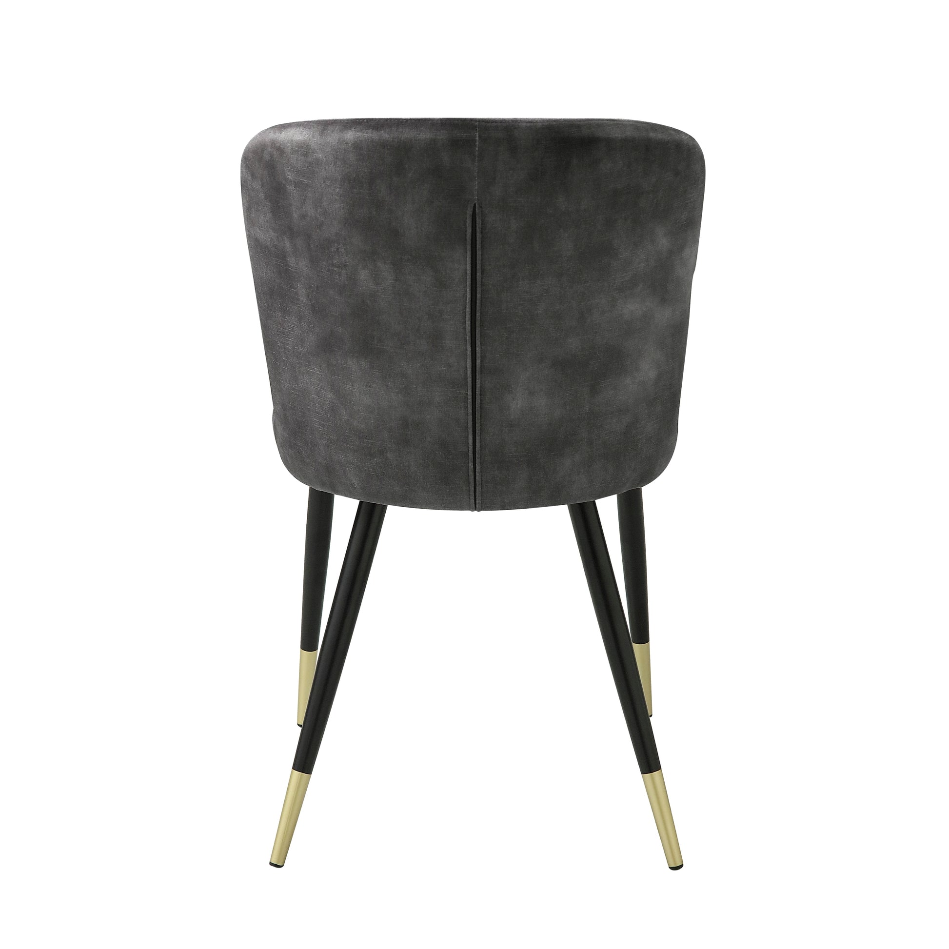 Modern Design Home Furniture Chairs Set Of 2, Charcoal Hued Velvet Upholstery Channel Tufting Black Metal Legs With Gold Finish Accent Charcoal Dining Room Modern,Ultra Modern Velvet