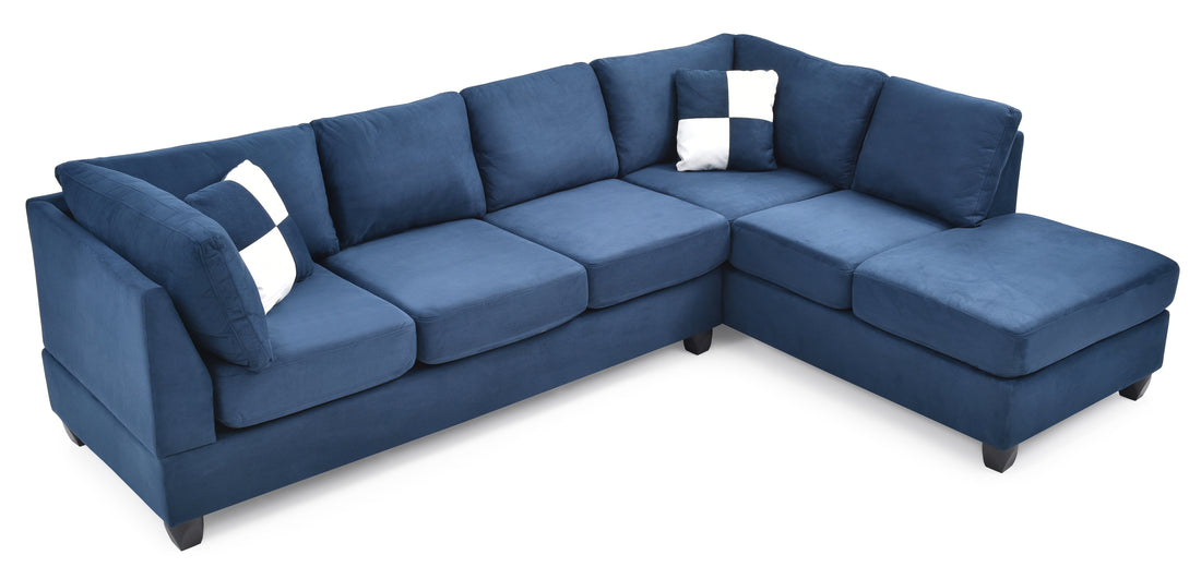 Malone G630B Sc Sectional Without Ottoman Navy Blue Navy Blue Foam Microfiber 3 Seat
