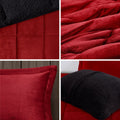 Plush To Sherpa Down Alternative Comforter Set King Red Black Polyester