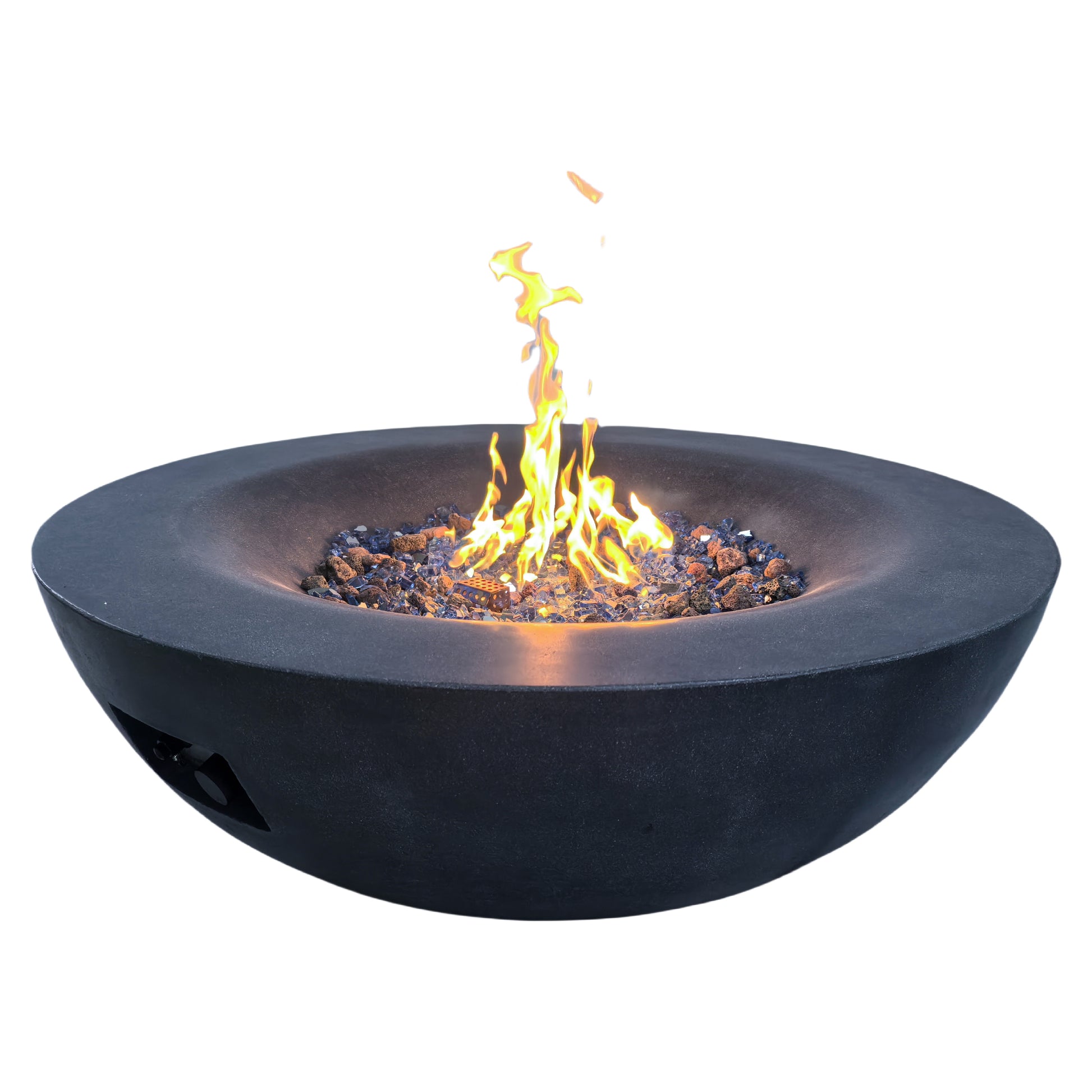 42 Inch Outdoor Concrete Propane Gas Fire Pit Bowl In Dark Gray Color Black Gray Garden & Outdoor American Design,Contemporary,Luxury,Modern Fiberglass Concrete