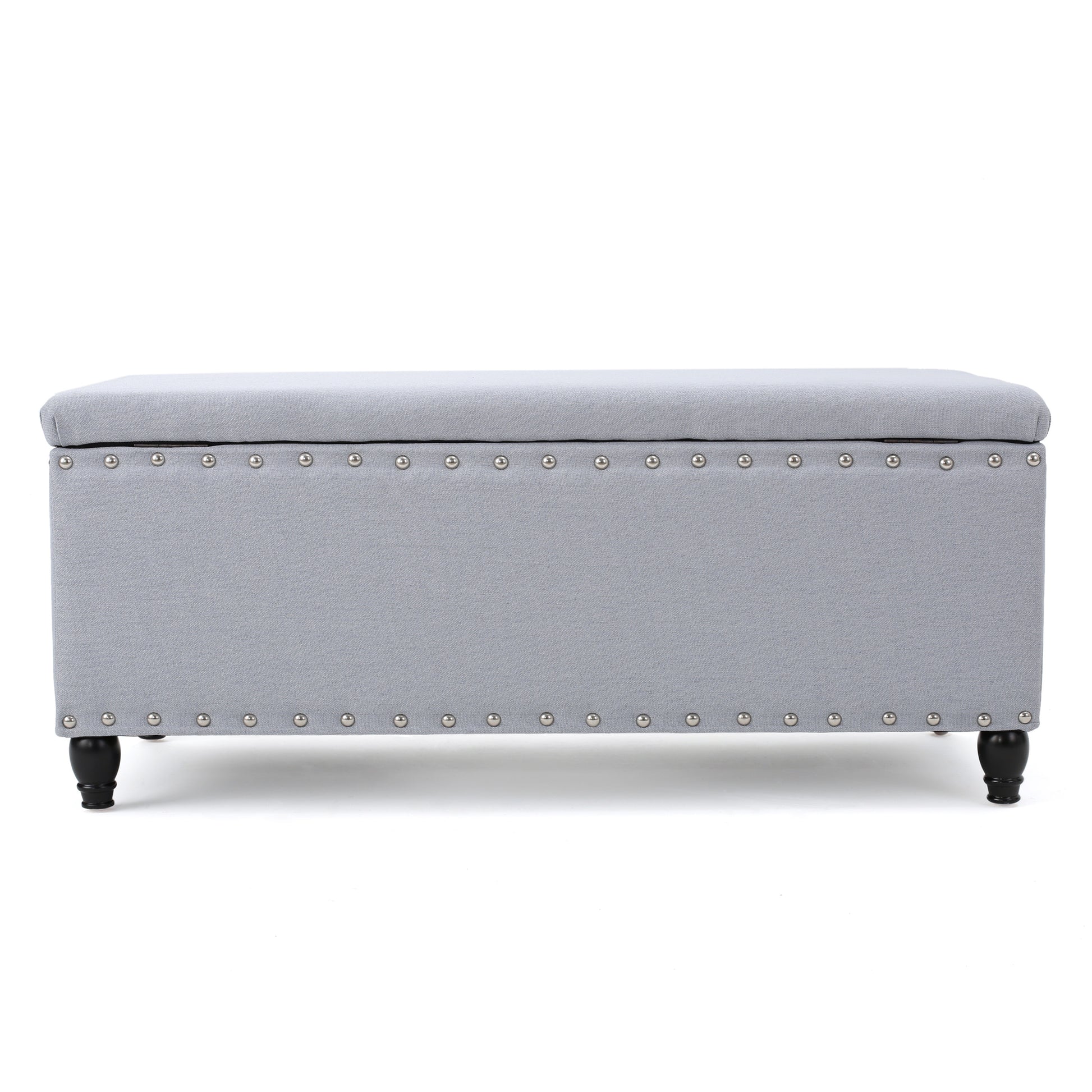 Storage Ottoman Light Grey Fabric