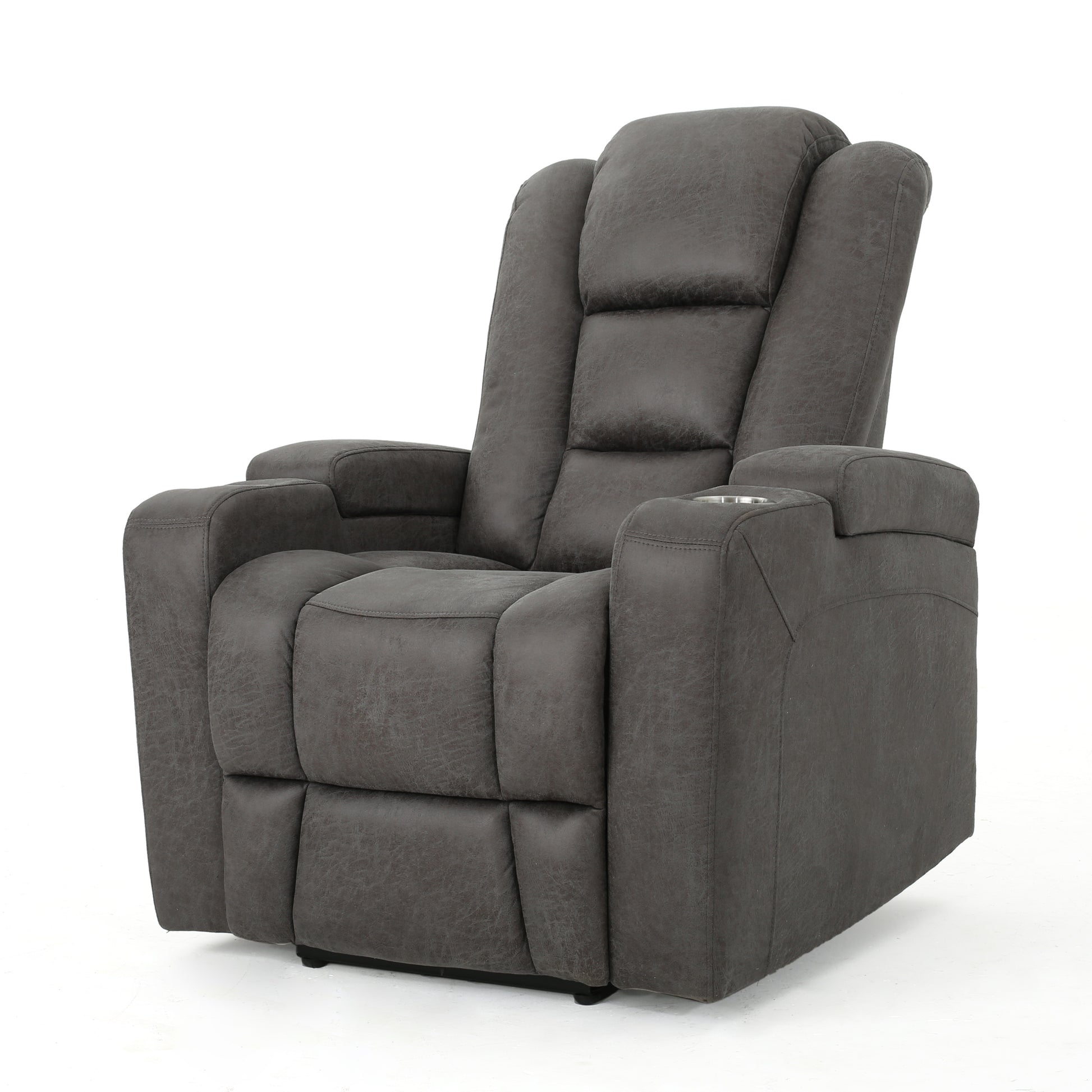 33" Wide Power Standard Recliner Chair With Arm Storage With Usb Slate Microfiber