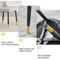 Table And Chair Set.Modern Rectangular Dining Table With Black Textured Stickers Glass Tabletop And Gold Plated Metal Legs.Paried With 6 Comfortable Chairs With Pu Seats And Black Metal Legs. Black Gold,Light Gray Seats 6 Glass Metal