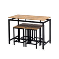 5 Piece Compact Bar Table Set With Table And Stools Modern Industrial Design, Space Saving Furniture For Dining Room And Breakfast Nook Brown Brown Mdf Steel