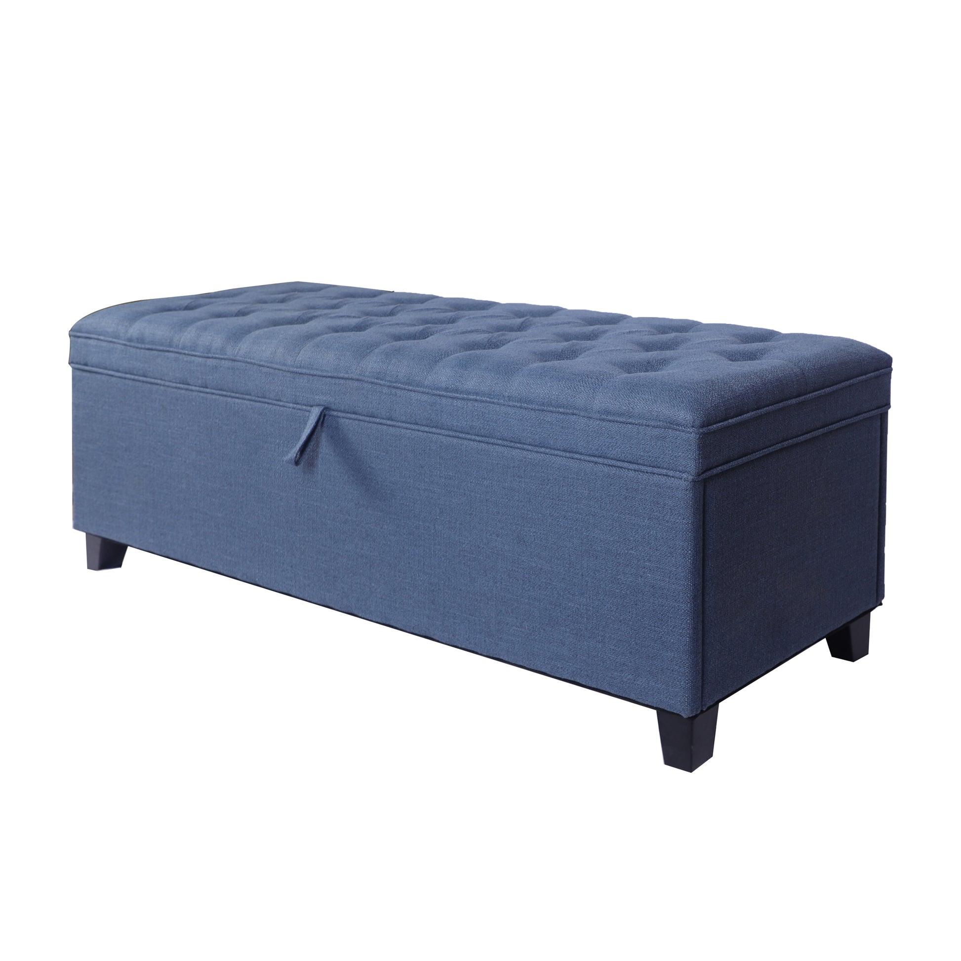 55.3 Inch Extra Long Storage Ottoman Entryway Bench With Flip Top Storage Chest With Padded Seat Bed End Stool For Hallway Living Room Bedroom, Blue Linen Blue Linen Or Linen Blend Blue Linen