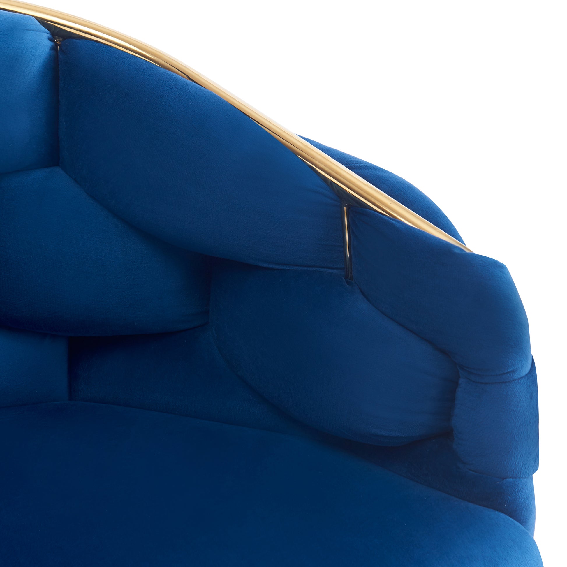 Luxury Handmade Accent Chair With Gold Legs, Modern Velvet Armchair For Living Room And Bedroom Blue Foam Velvet