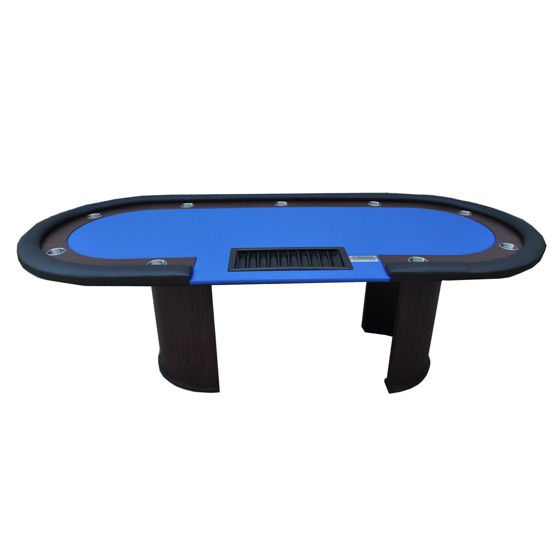 96" Poker Table Model 16367 With U Shape Legs, Drox Box, Chips Tray Blue Blue Primary Living Space Modern Wood