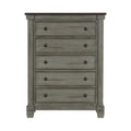 Transitional Rustic Style Coffee And Antique Gray 5 Drawer Chest 1Pc Flat Knobs Classic Bedroom Furniture Antique Gray,Coffee Wood