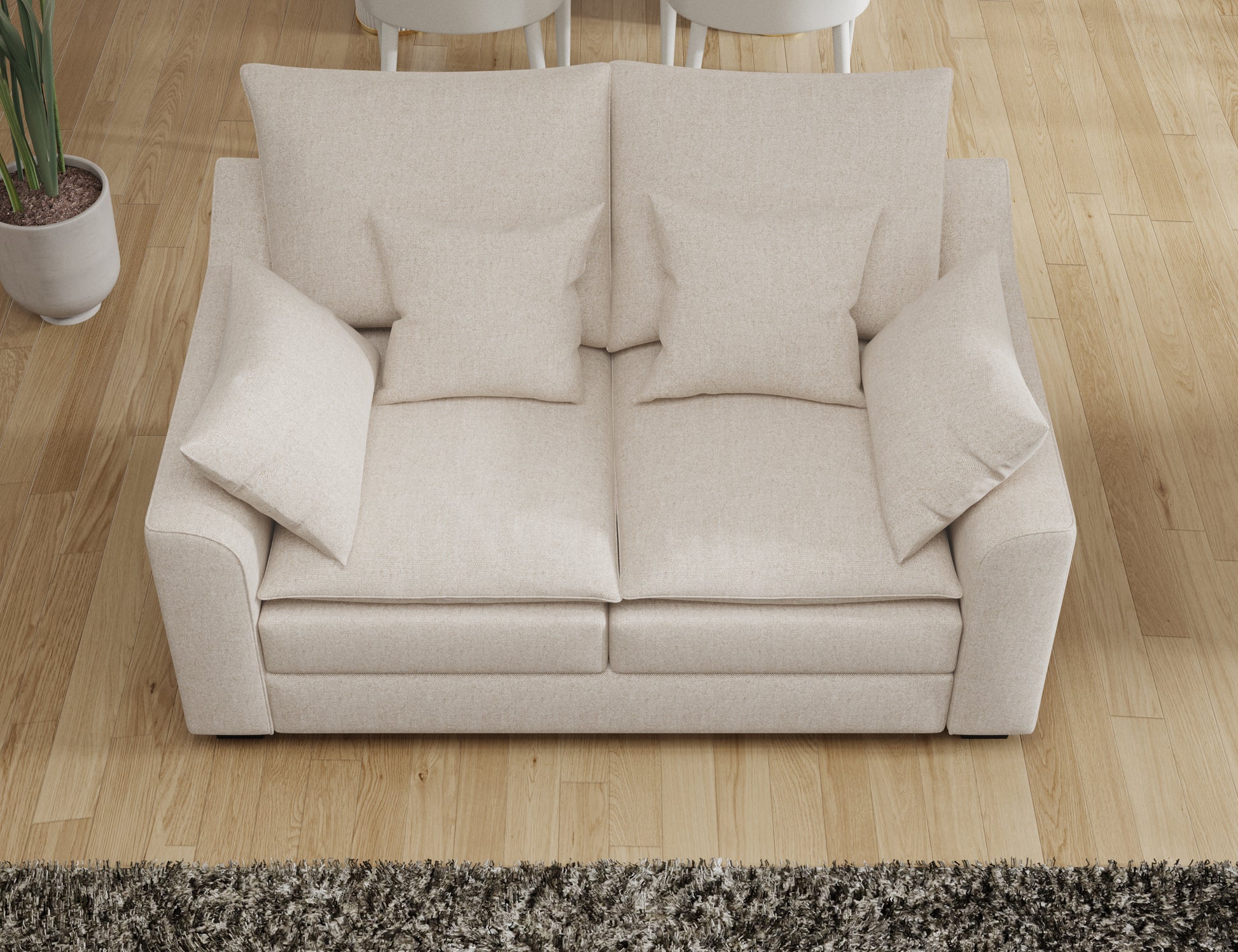 55" Loveseat Couch 2 Seater Sofa With Pillows Polyester Upholstery Down Filled Cushion Sofa For Living Room Apartment,Beige Beige Polyester Wood Primary Living Space Soft Cushion Back Foam Polyester 2 Seat