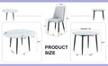 Table And Chair Set.Modern Extendable Mdf Dining Table.The Table Has A Telescopic Design, Suitable For Gatherings Of Different Size.Paired With 6 Light Gray Chairs With Pu Cushions And Metal Legs. Light Gray,White Seats 6 Mdf Metal