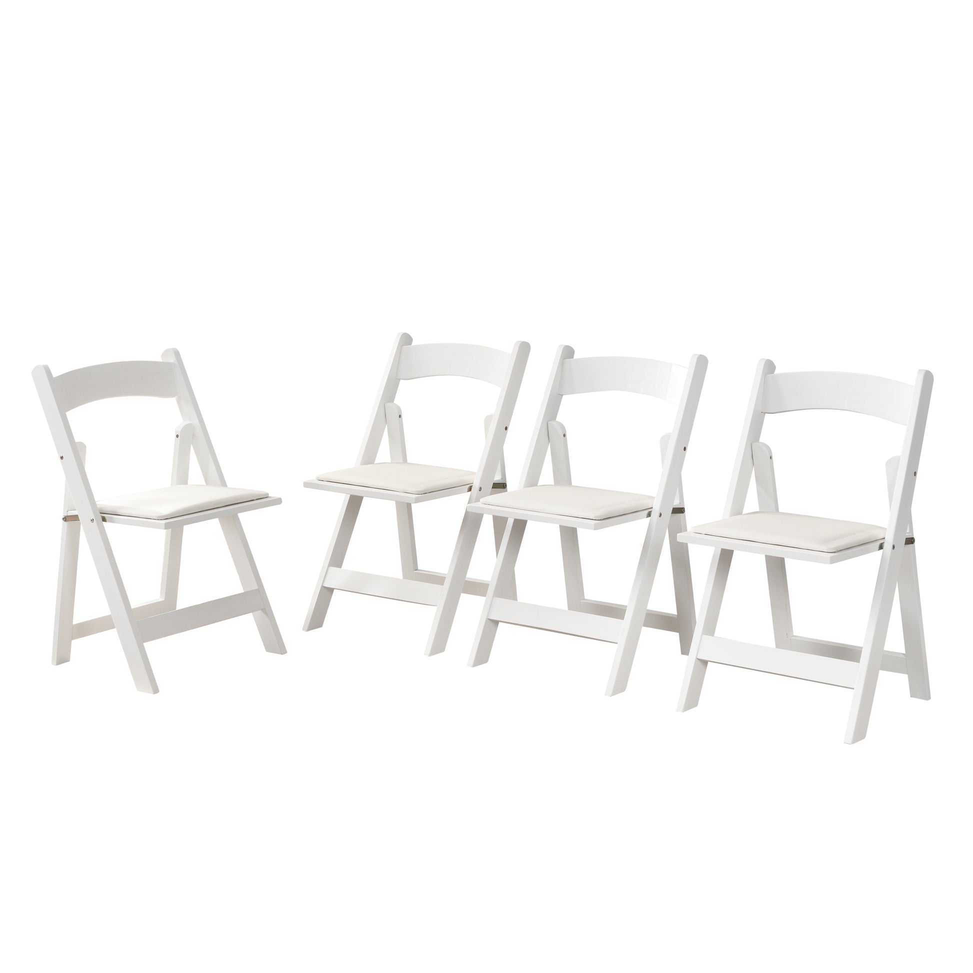 Upholstered Folding Chair,Space Saving, Easy To Carry, ,4Pcs,Beige Cushion White Shelf,Dining Room Beige White Wood