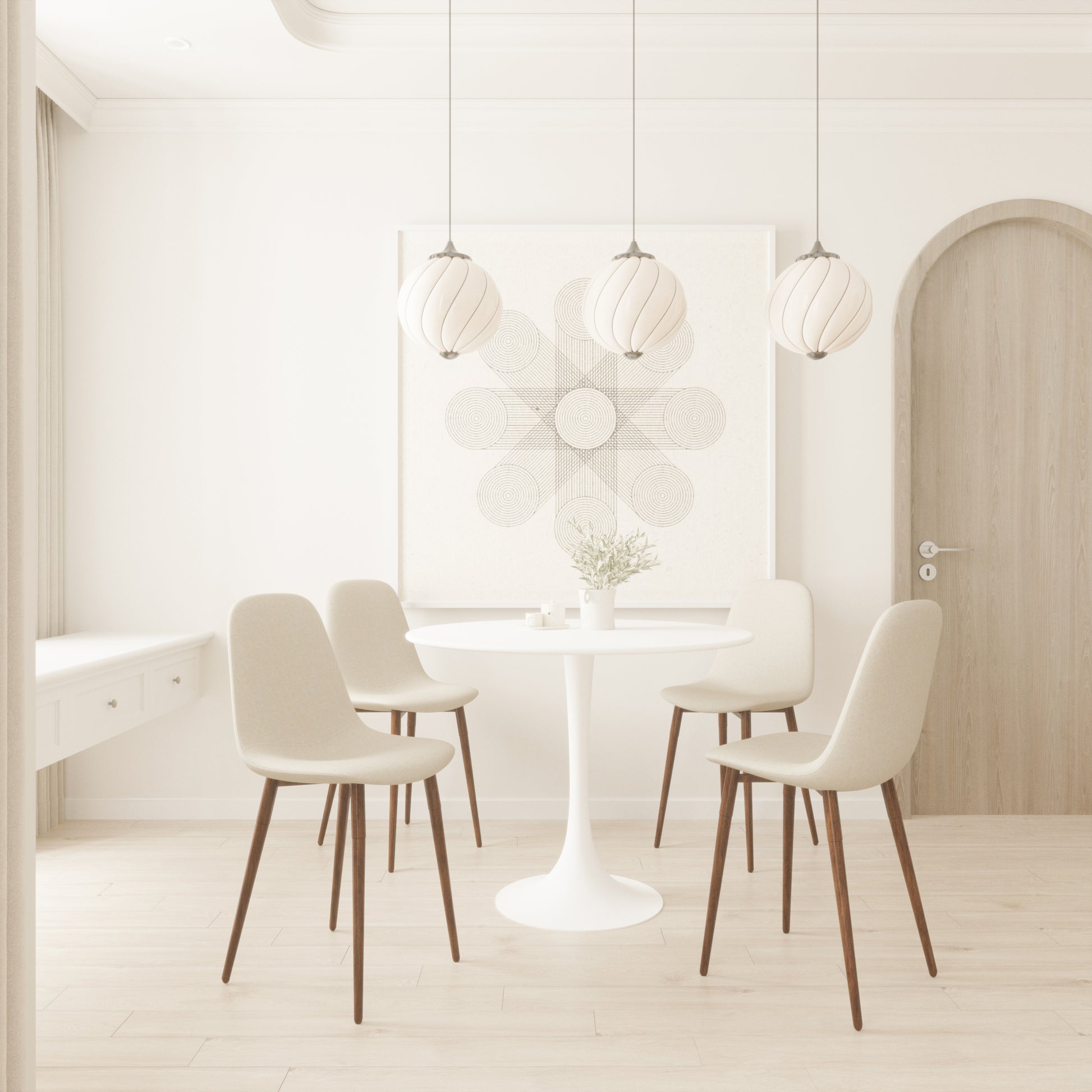 White Round Dining Table, 31.5" Tulip Table Kitchen Dining Table 2 4 People With Mdf Table Top & Pedestal Base, Mid Century End Table Leisure Coffee Table Office Living Room Table White Mdf