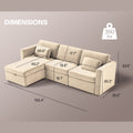 Modern Velvet U Shape Sectional Sofa, Oversized Upholstery Sectional Sofa, Chaise Couch With Storage Ottomans For Living Room Loft Apartment Office White 4 Seats Wood Primary Living Space Medium Duty Pine 4 Seat White Velvet Medium Soft Cushion Back