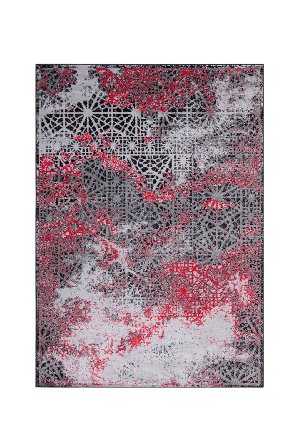 Jersey Area Rugs, Carpets For Livingroom, 5X7 Area Rugs ,3983 Black Red Rectangle 5&7 Black Red Contemporary Abstract Polypropylene