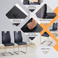 Black Pu Dining Chair Set.Uniquely Designed Black Dining Chairs. Pu Material, Paired With Silver Metal Chair Legs. Suitable For Offices, Restaurants, Kitchens, Conference Rooms, Etc. Set Of 6 Black