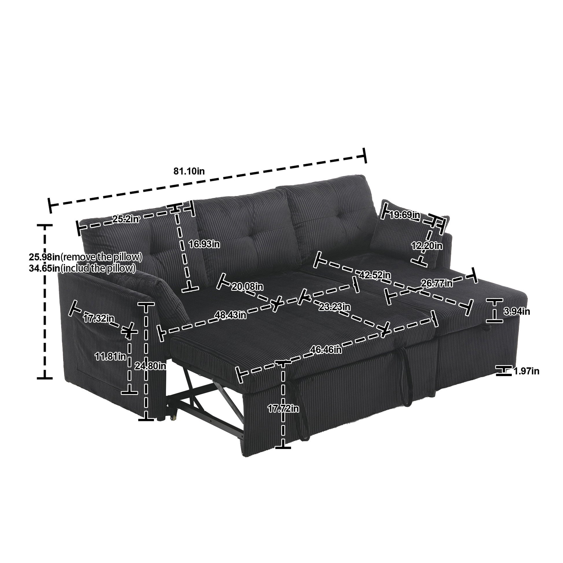 United Modular Sectional Sofa L Shaped Modular Couch With Reversible Chaise Modular Sofa Sectional Couch With Storage Seats Black Velvet 3 Seat