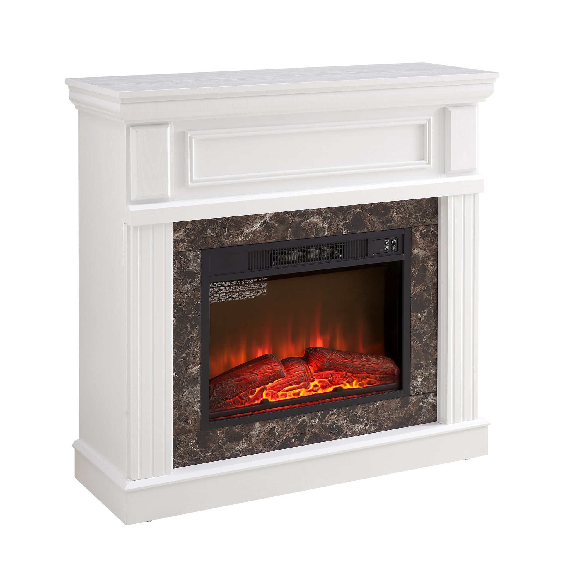 Electric Fireplace With Mantel,Fireplace Mantel Surround With 23" Fireplace Insert, Adjustable Flame, Remote Control White,41.34"W*14"D*40"H White Mdf