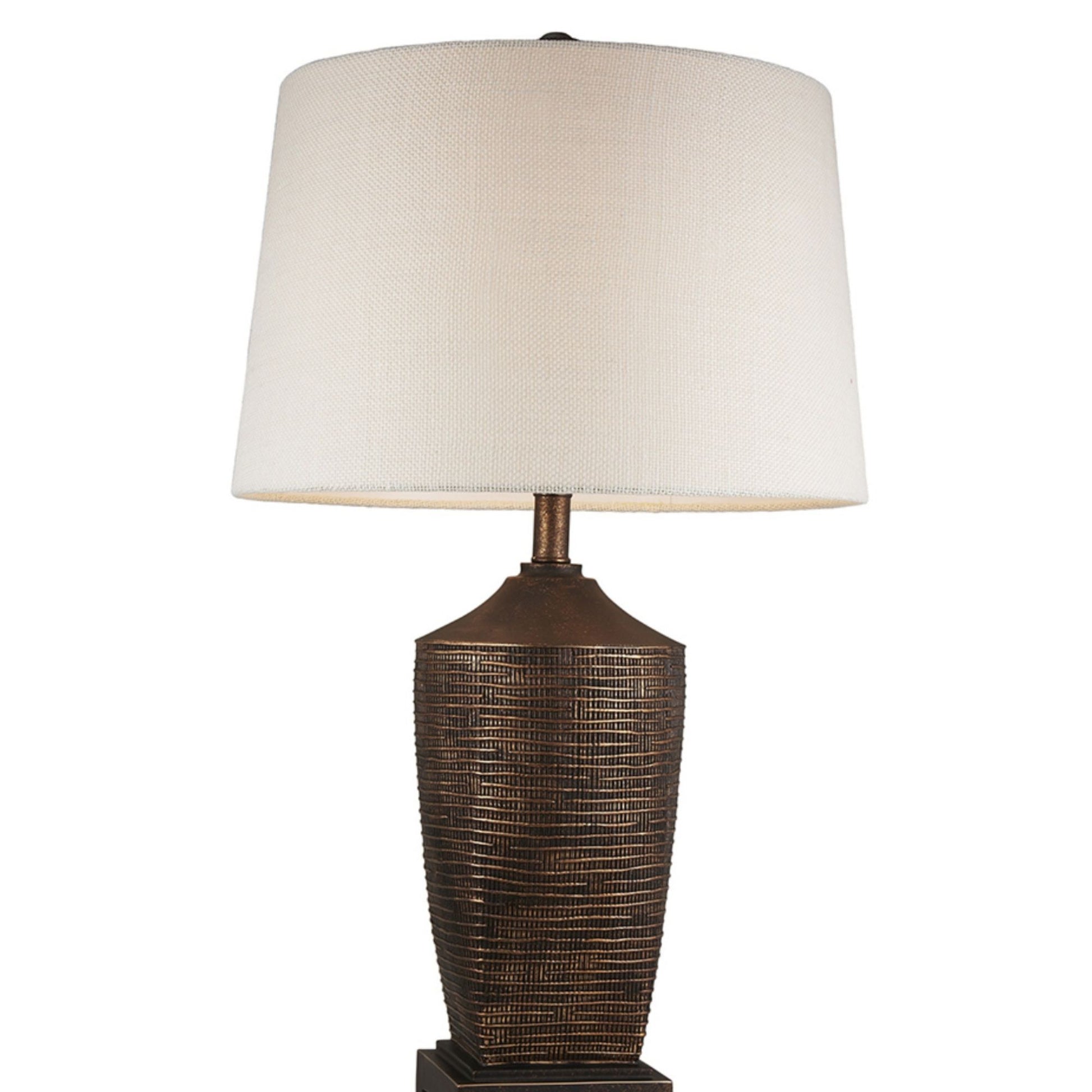 30" Tall Polyresin Table Lamp "Kayan", Bronze Rustic Finish Bronze Polyresin