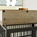 Furniture Style Dog Crate Wrought Iron Frame Door With Side Openings, Grey, 43.3''W X 29.9''D X 33.5''H. Grey Particle Board