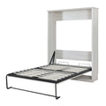Queen Size Half Self Close And Open Murphy Bed Cabinet Space Saving Bed Perfect For Guest Room, For Bed Room, Guest Room, Home Office, Rustic White Box Spring Not Required Queen Rustic White Wood White Pine Murphy Pine
