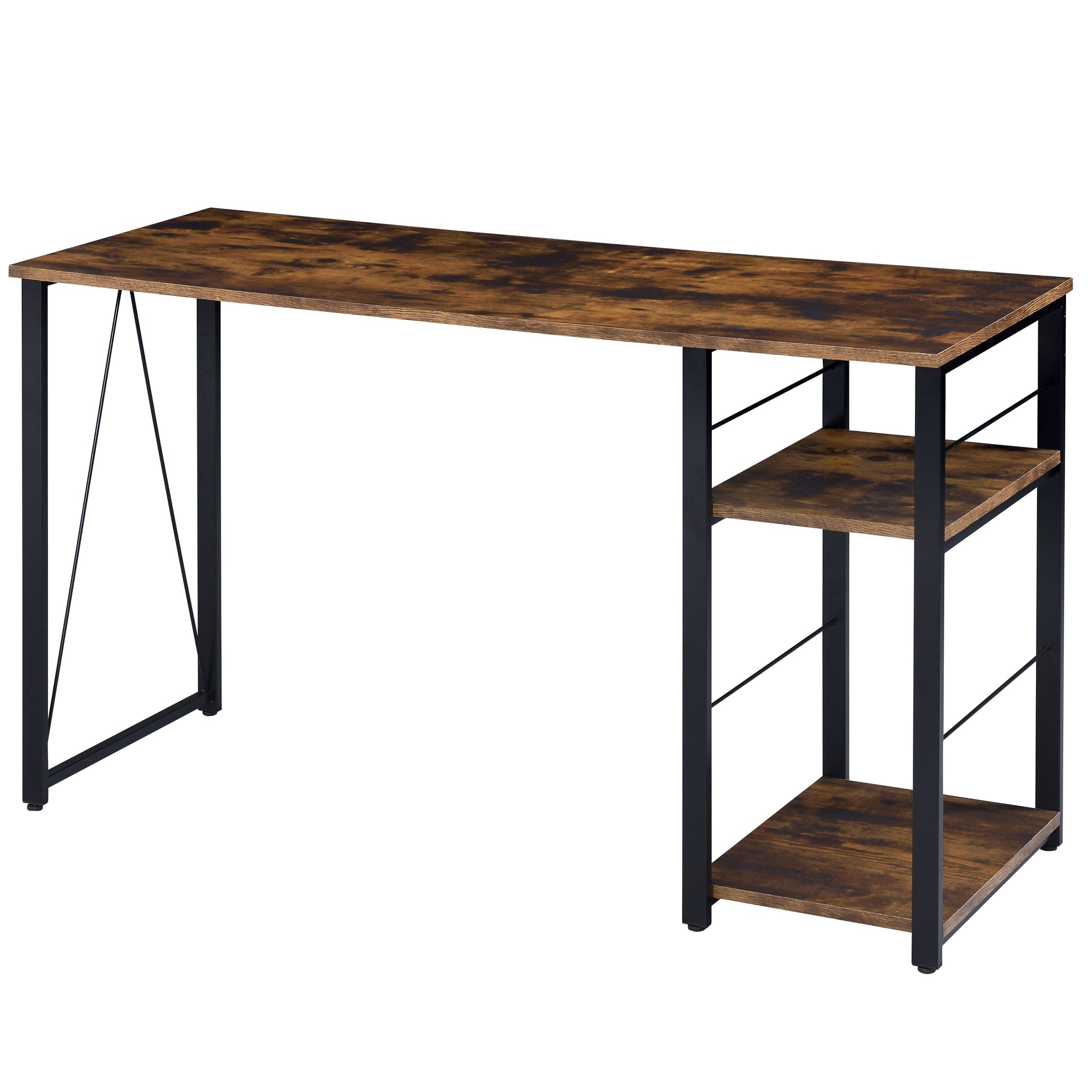 Vadna Weathered Oak & Black Finish Writing Desk Black,Oak Metal,Synthetic Wood