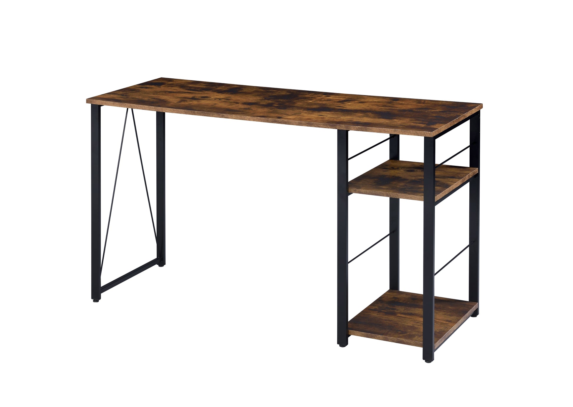 Vadna Weathered Oak & Black Finish Writing Desk Black,Oak Metal,Synthetic Wood