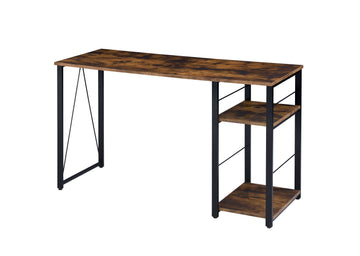 Vadna Weathered Oak & Black Finish Writing Desk Black,Oak Metal,Synthetic Wood