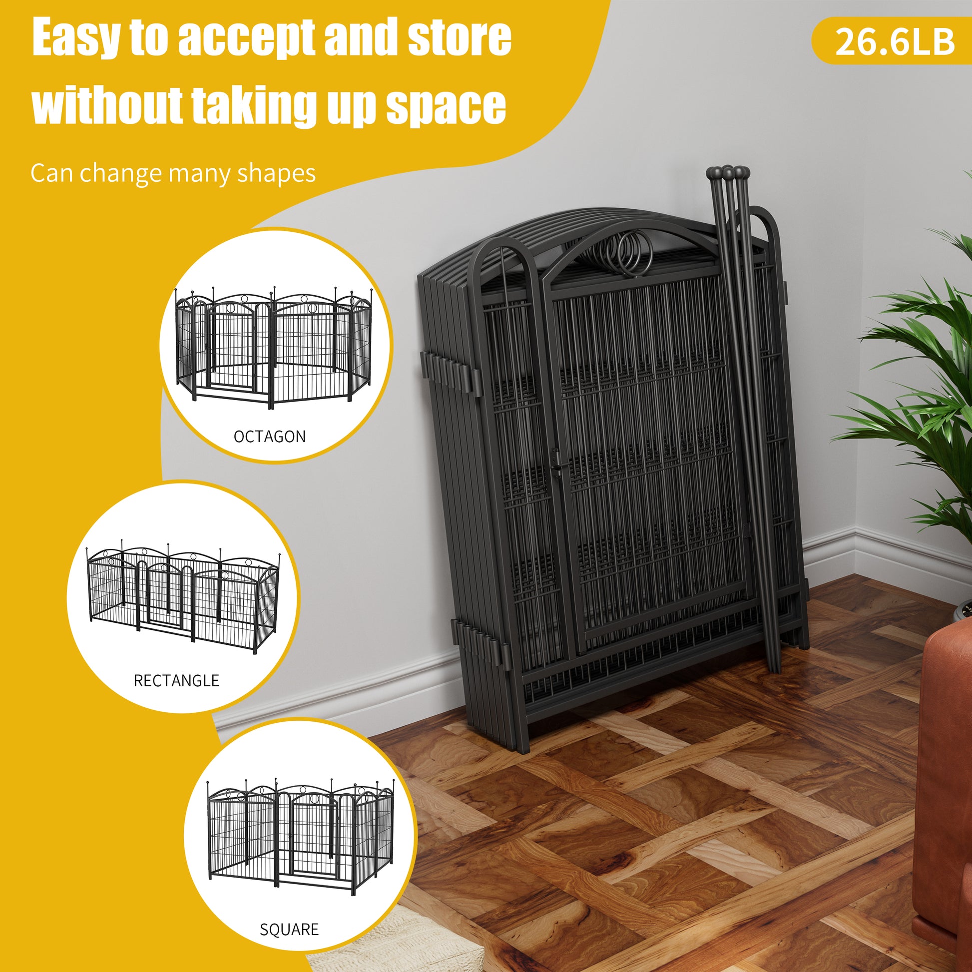 Dog Playpen Indoor 32 Inch 8 Panels Metal Dog Pen Pet Dog Fence Outdoor Exercise Pen With Doors, Heavy Duty Dog Fence Puppy Pen For Large Medium Small Dogs Indoor Outdoor Foldable Pet Exercise Pen