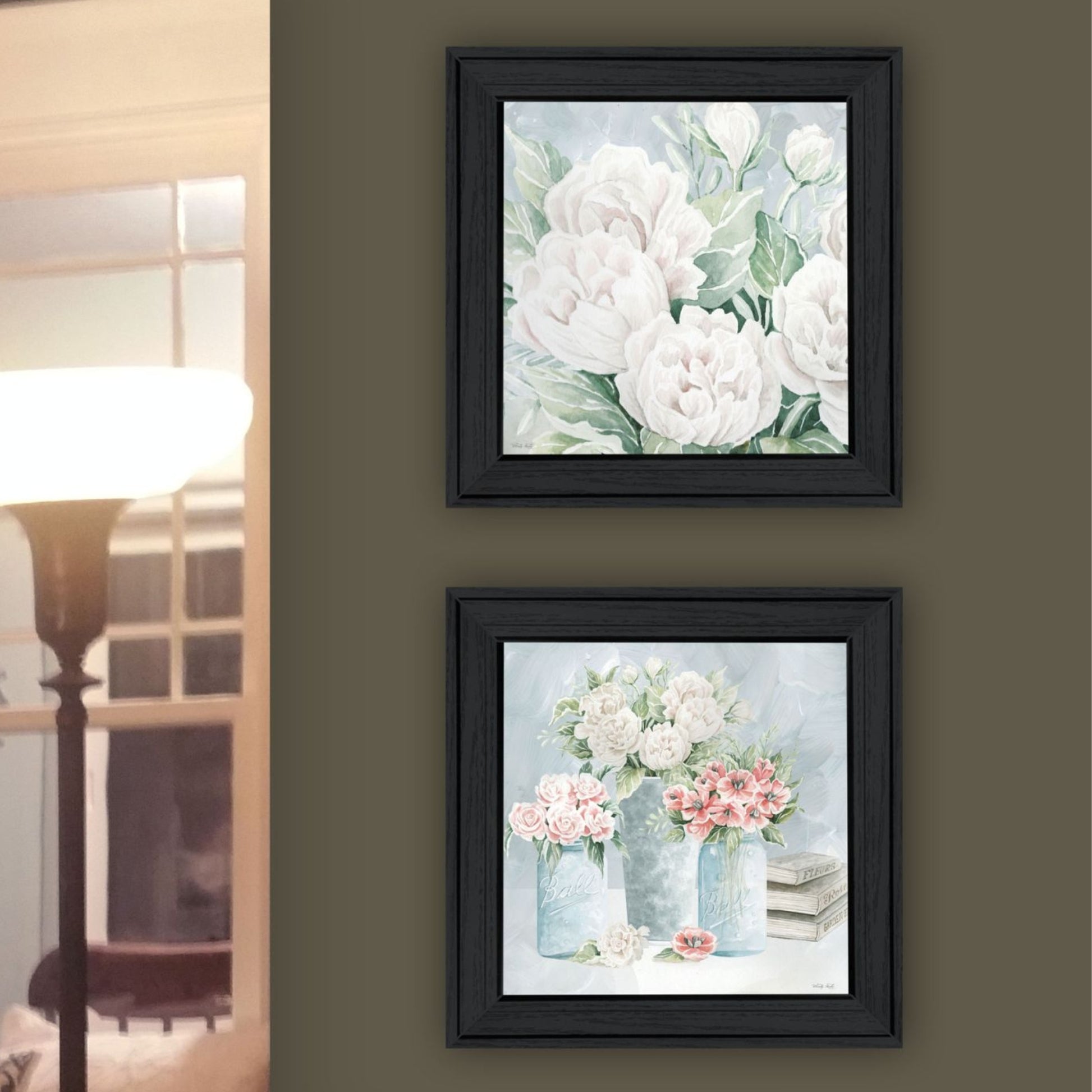 "Peaceful Pastel Peonies" Framed Wall Art For Living Room, Wall Art Print For Home Decor, Bedroom Wall Art By Cindy Jacobs Multicolor Wood Paper