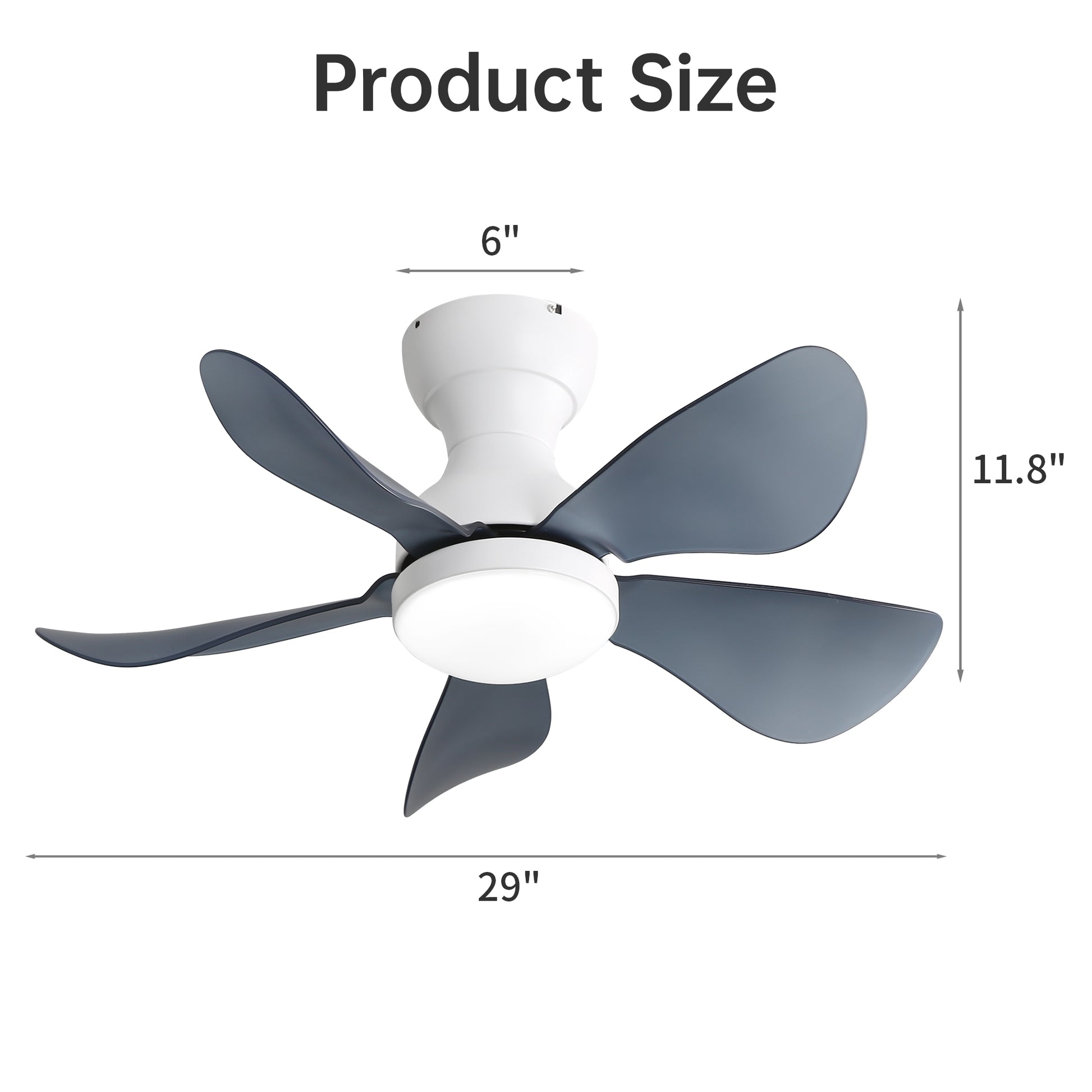 29 Lnch Small Flush Mount 5 Reversible Abs Blades With Led Dimmable Light White Abs