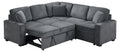 Modular Sofa, Sectional Couch L Shaped Sofa Couch With Pullout Sleeper, 5 Seat Chenille Corner Sofa For Living Room, 3 Pillows Included, Dark Gray Dark Gray Chenille Foam Plywood 5 Seat