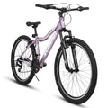 A24208 Ecarpat 24 Inch Mountain Bike, 21 Speed V Brake, Front Suspension, Carbon Steel Frame Mountain Bike For Teenagers Girls Women Bicycles Cycling Purple Durable Garden & Outdoor Polyurethane Foam Steel