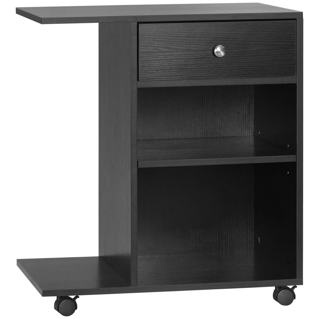 Vinsetto Printer Table Desk, Rolling Cart Stand With Wheels And Adjustable Shelf Black Particle Board