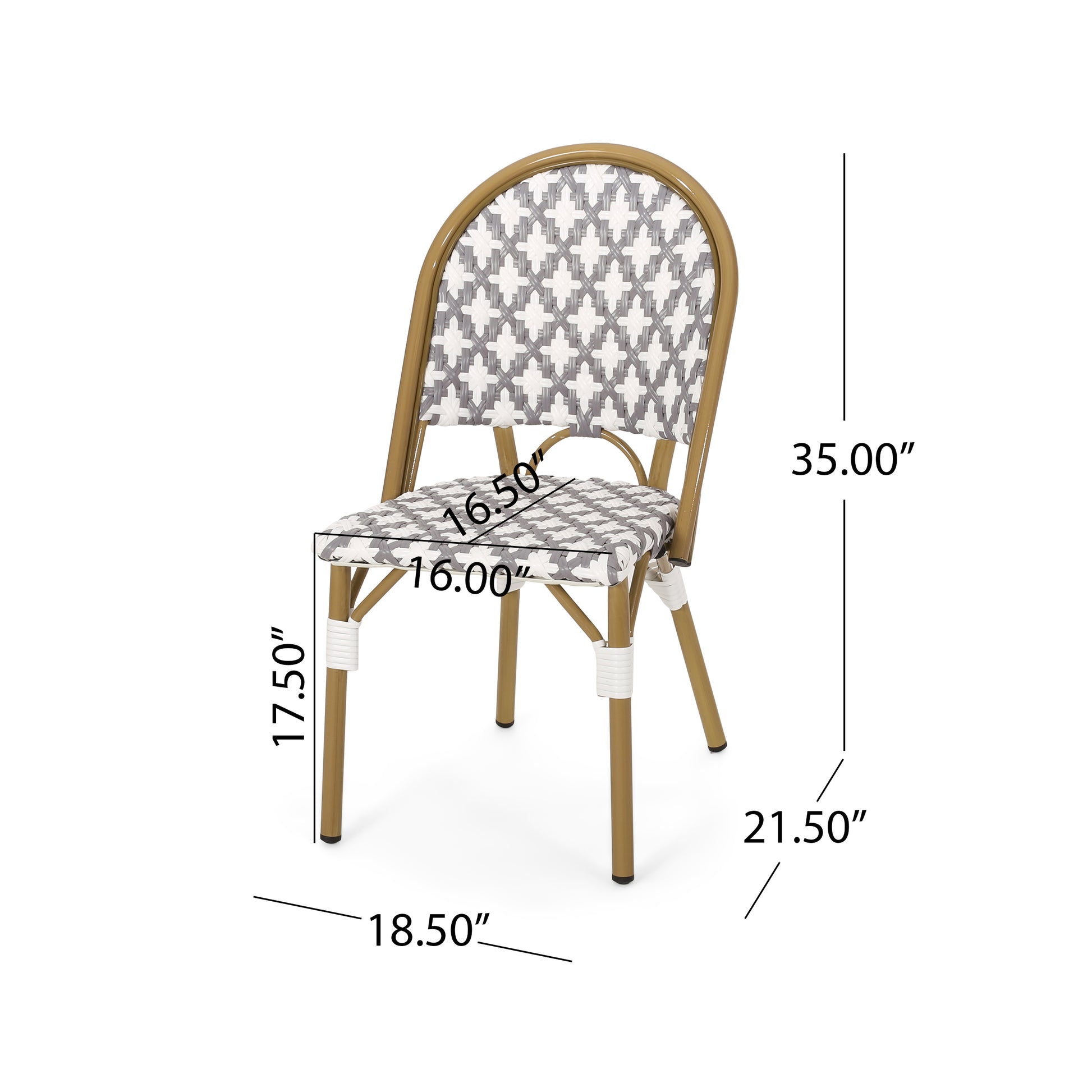 French Bistro Chair White Gray Rattan