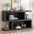 Retro Console Table With Symmetrical 2 Tier Open Shelf For Entryway And Living Room Black Black Mdf