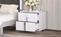 Elegant Nightstand With Metal Handle,Mirrored Bedside Table With 2 Drawers For Bedroom,Living Room,White White 2 Drawers Mdf Metal