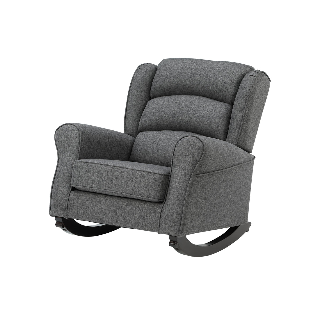 Grey Rocking Chair With Flared Arm Cushion Solid Grey Primary Living Space Foam Rocking Chairs Solid Back Wood Fabric