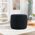 Coolmore Accent Chair With Ottoman, Mid Century Modern Barrel Chair Upholstered Club Tub Round Arms Chair For Living Room Bedroom Office Black Velvet Black Foam Velvet