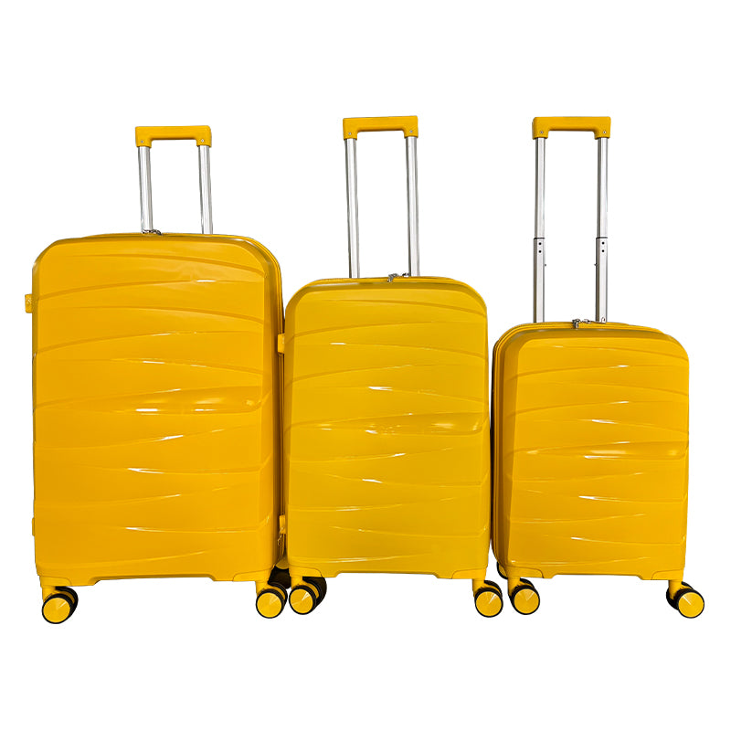 Hard Shell Luggage, 3 Piece Set, With Tsa Lock, 20 Inches 24 Inches 28 Inches Antique Yellow Polypropylene