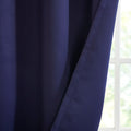 Solid Blackout Triple Weave Grommet Top Curtain Panel Pair Navy Polyester