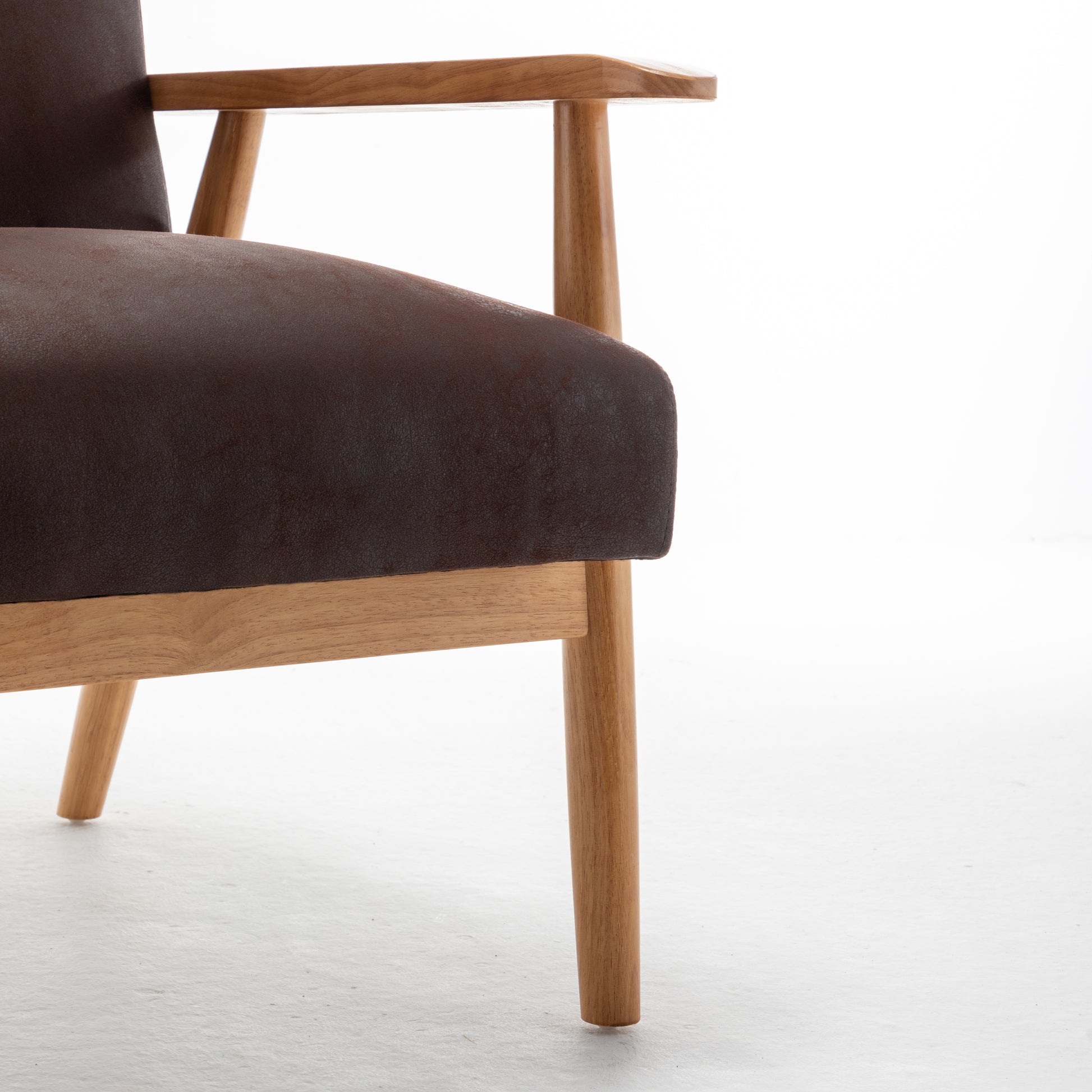 25.38'' Wide Classic Mid Century Modern Arm Chair, Dark Brown Dark Brown Microfiber