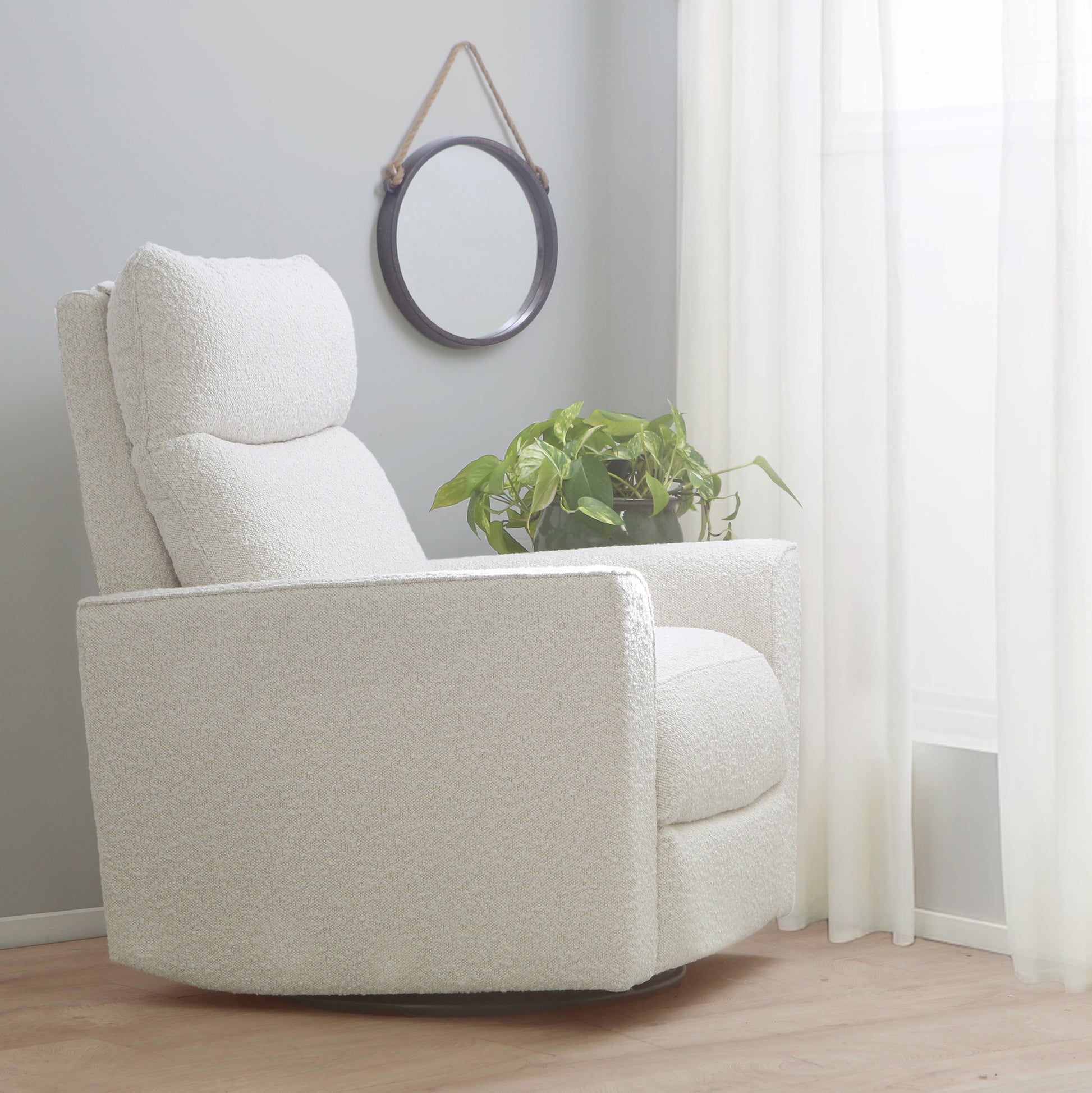 Soho Swivel Glider In Cream Boucle Cream Fabric