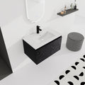 30'' Floating Wall Mounted Bathroom Vanity With Ceramics Sink & Soft Close Cabinet Door, Kd Package Black 2 Soft Close Doors Bathroom Wall Mounted Modern Plywood